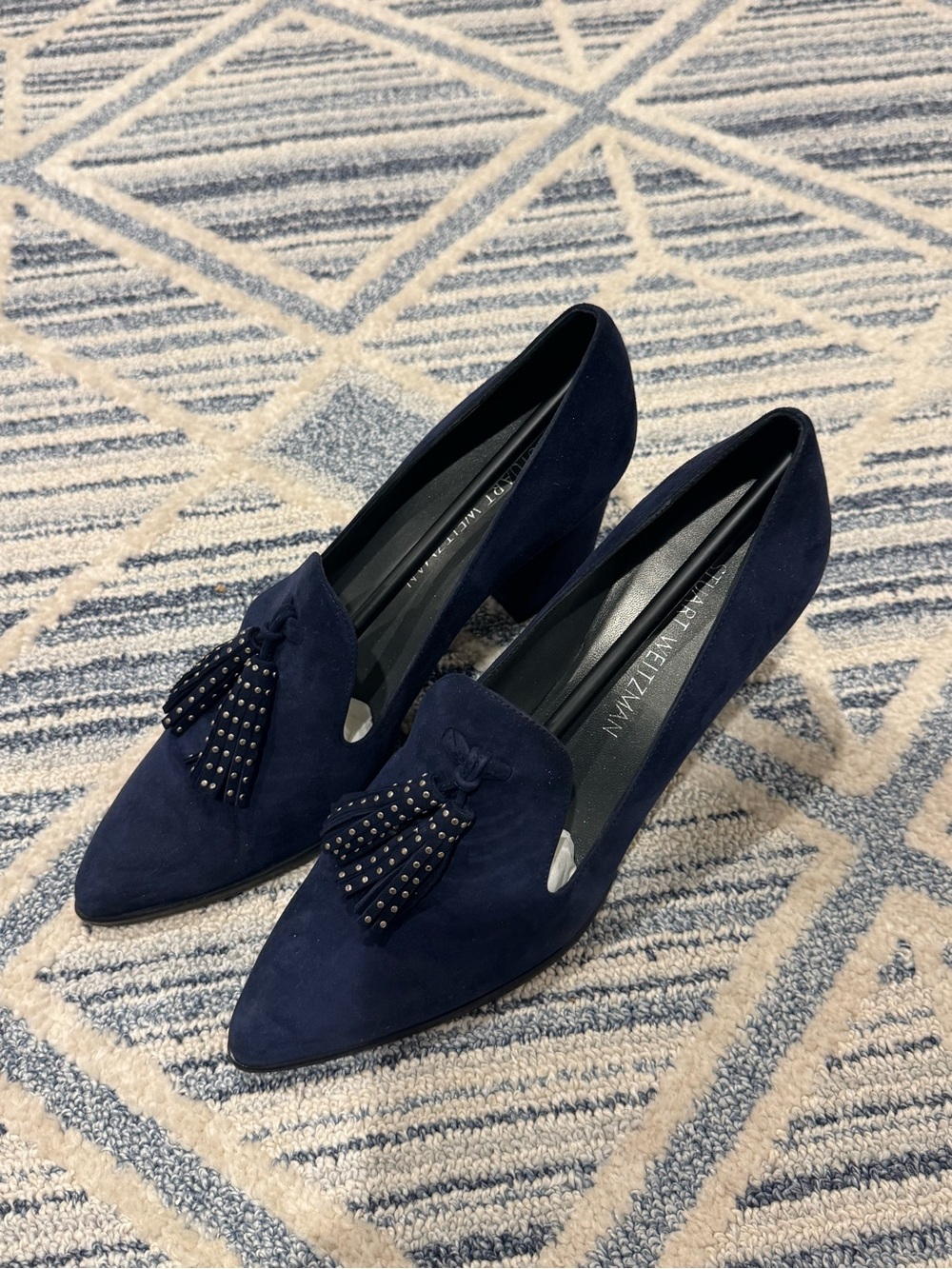 Stuart Weitzman Suede Tassel Block Heels
